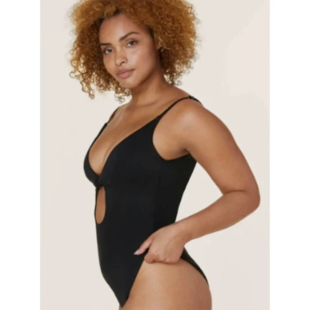 Andie Swim Santorini One Piece Swimsuit Black Cutout Knot V-Neck XL A0145-BLK-XL - Picture 4 of 10